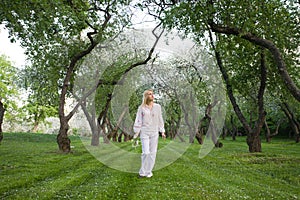 Young woman at spring park