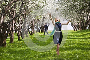 Young woman at spring park