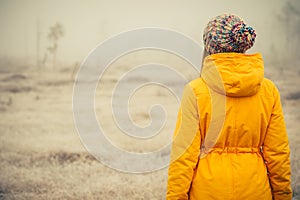 Young Woman standing alone outdoor Travel Lifestyle