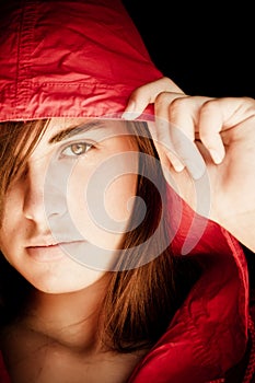 Young woman staring at camera