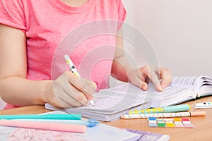 Young woman student read book and write, education and back to school