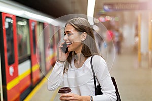 Young woman at subway station