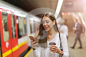 Young woman at subway station