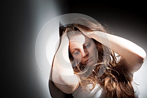 Young woman suffering from a severe depression,anxiety