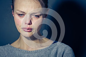 Young woman suffering from severe depression/anxiety/sadness