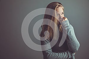 Young woman suffering from a severe stomach