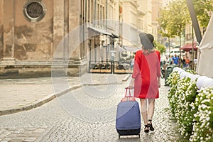 Young woman with a suitcase