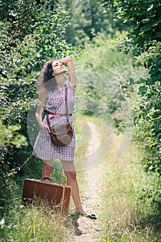 Young woman with a suitcase
