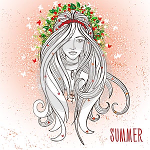 Young woman in summer mood as a symbol of summertime