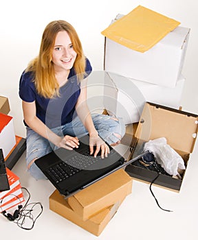 Young woman surfing an online store