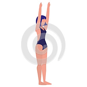 Young woman with swimsuit practicing exercice