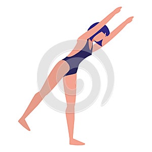 Young woman with swimsuit practicing exercice