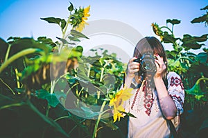 Young woman take photo