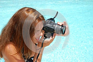 Young woman taking pictures