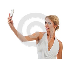 Young woman taking selfie