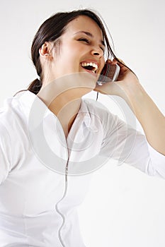 Young woman talks on cellphone