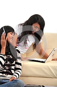 Young woman and technology