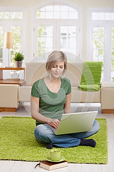 Young woman teleworking with computer