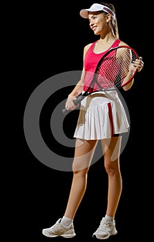 Young woman tennis player isolated