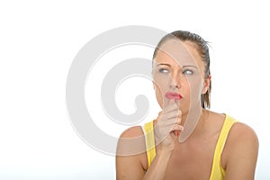 Young Woman Thinking or Pondering Over a Problem