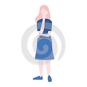 A young woman thinks, chooses. Problem solving concept, woman thinking, creative idea. Hand drawn style vector design