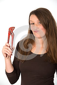 Young woman with tool