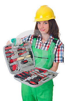 Young woman with toolkit
