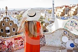 Woman traveling in Barcelona photo