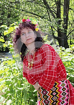 A young woman in traditional Bulgarian folklore costume