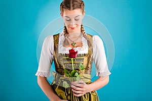 Young woman in traditional clothes - dirndl or tracht