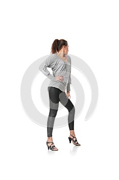 Young woman training rumba dance photo