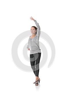 Young woman training rumba dance