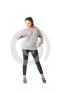 Young woman training rumba dance photo