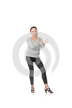 Young woman training rumba dance