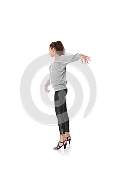 Young woman training rumba dance