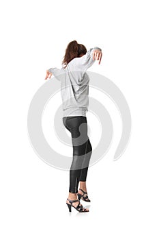 Young woman training rumba dance