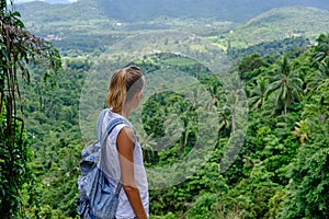 Young woman travel solo in Thailand jungle