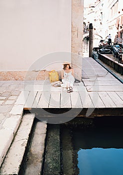 Young woman travel in Venice, Italy, Europe