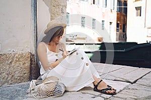 Young woman travel in Venice, Italy, Europe