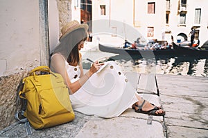 Young woman travel in Venice, Italy, Europe