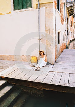 Young woman travel in Venice, Italy, Europe