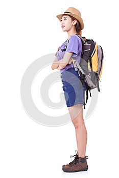 Young woman traveler with backpack