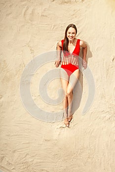 Young woman traveler tourist top view vacation