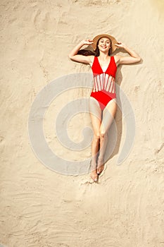 Young woman traveler tourist top view vacation
