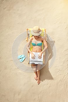 Young woman traveler tourist top view vacation