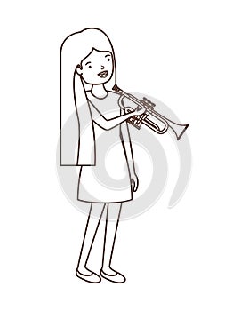 Young woman with trumpet character