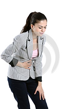 Young woman with tummy ache photo