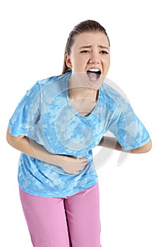 Young woman with tummy ache