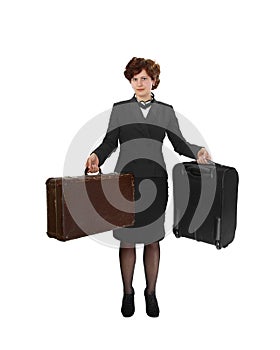 Young woman with two suitcases