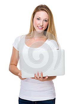 Young Woman use of portrable computer